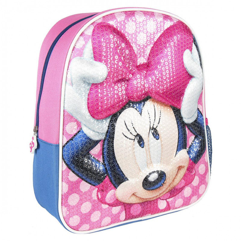 Ghiozdan cu imprimeu 3D Minnie Mouse și paiete, pentru fete, roz  178775
