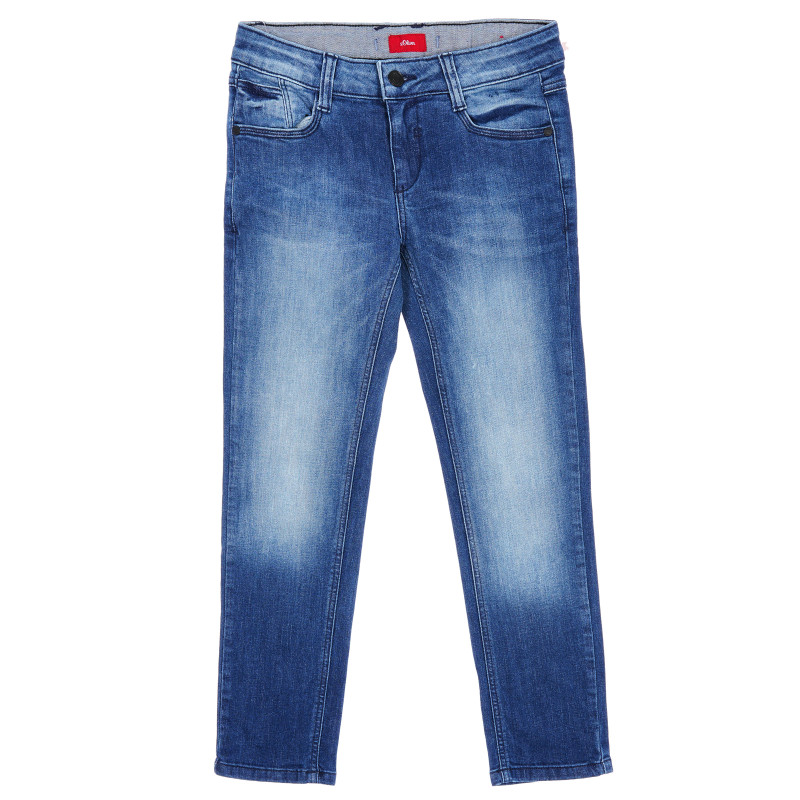 Jeans din bumbac de culoare albastră, pentru băieți  179835