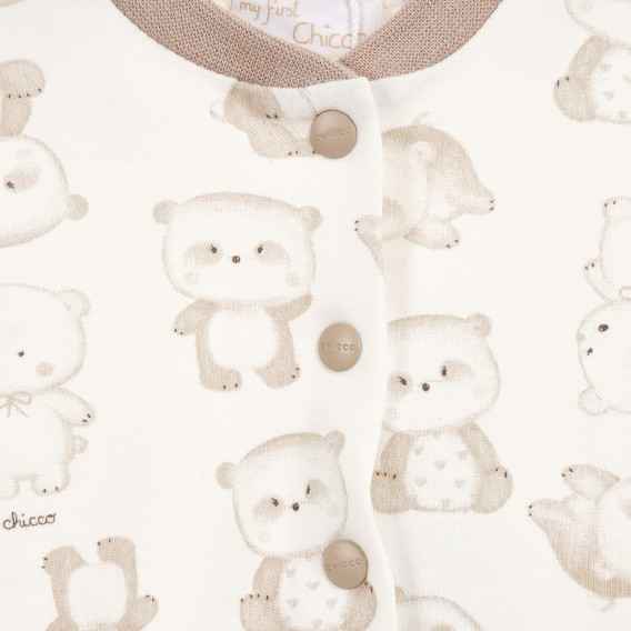 Salopetă din bumbac cu mânecă lungă, cu ursuleți, de culoare bej pentru bebeluși, unisex Chicco 180270 2