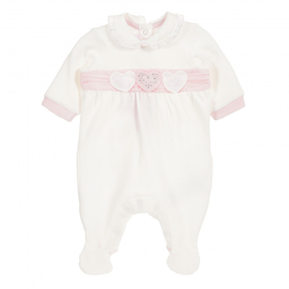 Salopete de pluș pentru bebeluși cu dungi roz și aplicații cusute Chicco 180317 5