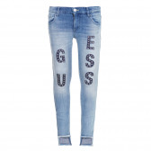 Jeans albaștri, cu logo-ul mărcii,  pentru fete Guess 180450 