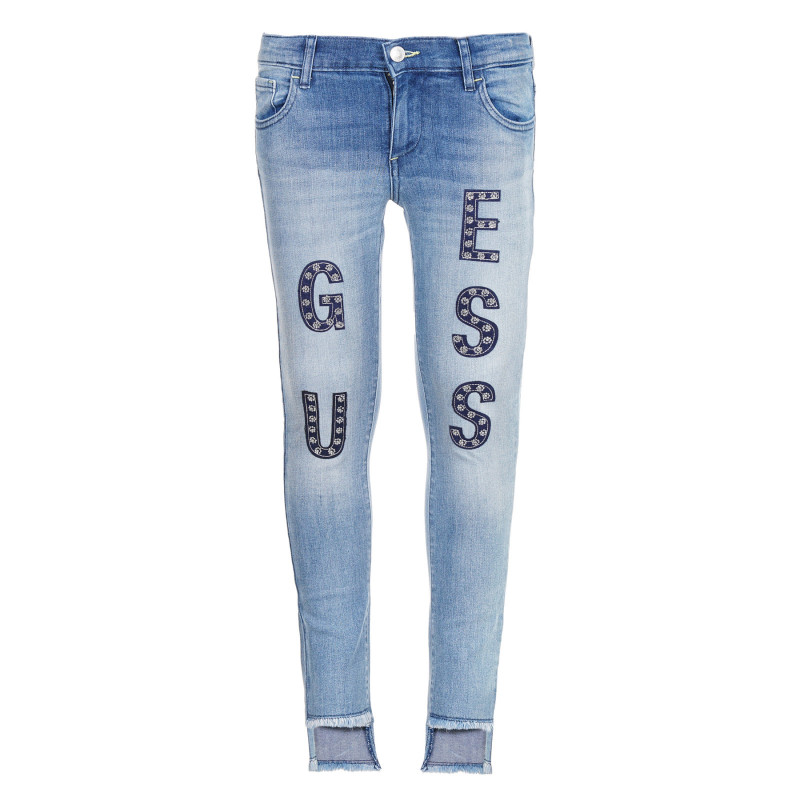 Jeans albaștri, cu logo-ul mărcii,  pentru fete  180450