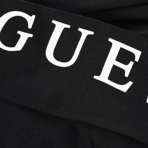 Leggings negri din bumbac cu logo-ul mărcii pentru fete Guess 180461 4