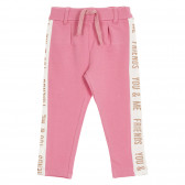 Pantaloni din bumbac roz cu margine albă pentru fete Name it 180487 