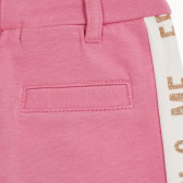 Pantaloni din bumbac roz cu margine albă pentru fete Name it 180489 4