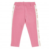 Pantaloni din bumbac roz cu margine albă pentru fete Name it 180490 5