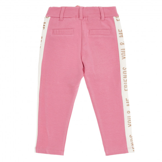 Pantaloni din bumbac roz cu margine albă pentru fete Name it 180490 5