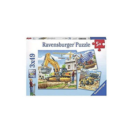Puzzle 3 în 1 mașini de construcții Ravensburger 18079 