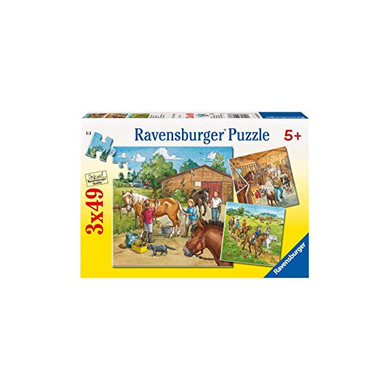 Puzzle 3 în 1 Ziua cailor Ravensburger 18080 