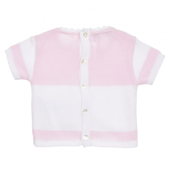 Bluză din bumbac alb cu roz pentru bebeluși Neck & Neck 181183 4