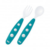 Set de furculiță și lingură de plastic, albastru, pentru vârsta de peste 8 luni NUK 181467 