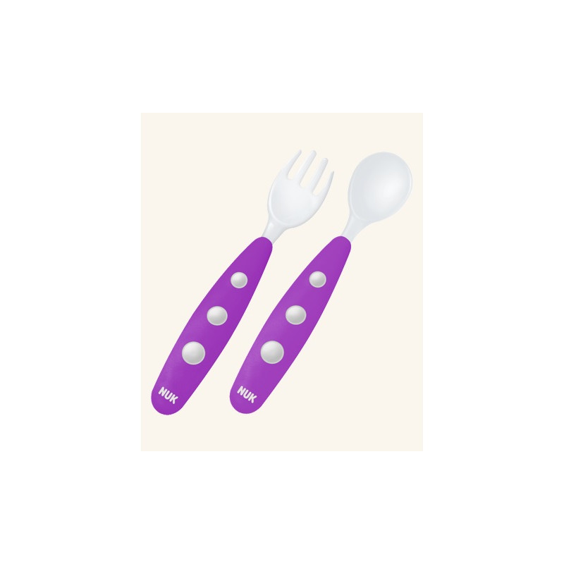 Set de furculiță și lingură de plastic, violet, pentru peste 8 luni  181468
