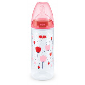 Sticlă din polipropilenă de culoare roz, First choice termo control cu suzetă debit rapid pentru 6-18 luni, 360 ml. NUK 181490 7