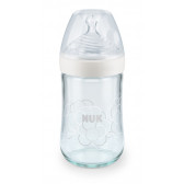 Flacon din sticlă Nature Sense cu tetină debit mediu 0-6 luni, 240 ml NUK 181532 