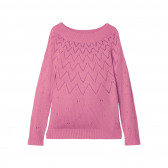 Pulover tricotat roz pentru fete Name it 181865 