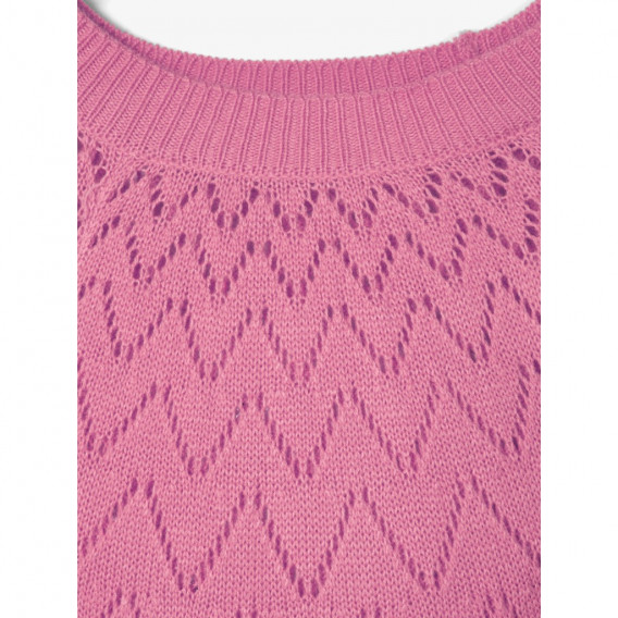 Pulover tricotat roz pentru fete Name it 181866 2
