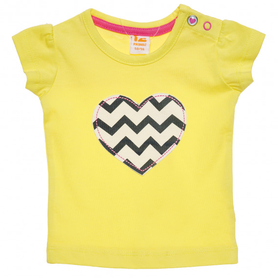 Tricou galben din bumbac pentru bebeluși, inimă  FZ frendz 182057 