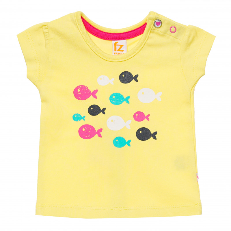 Tricou galben din bumbac pentru bebeluși, peștișori  182061