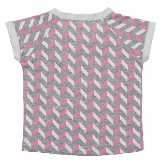 Tricou de bumbac pentru fete, imprimeu geometric cu roz FZ frendz 182080 2