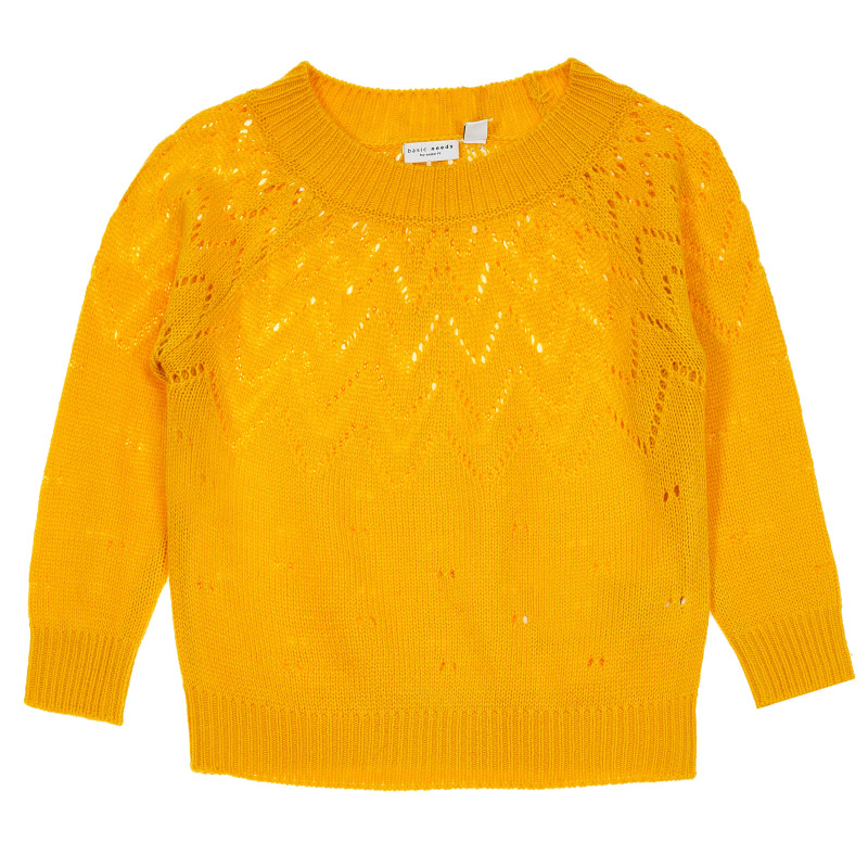 Pulover galben tricotat pentru fete  182358