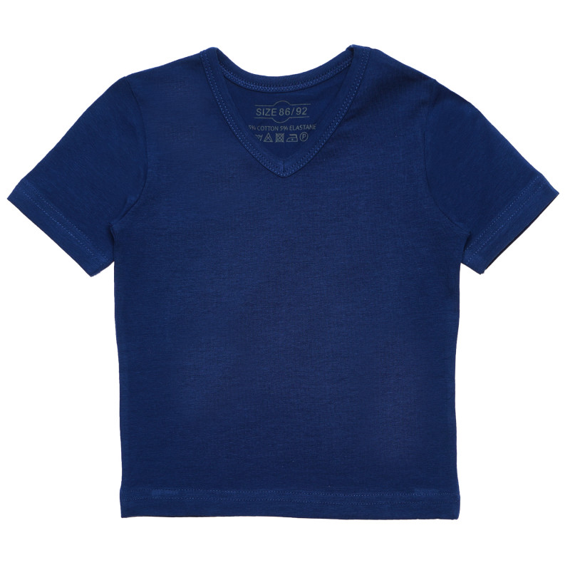 Tricou albastru, din bumbac, cu gât în V, pentru băieți   182539