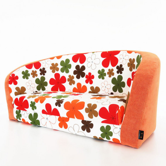 Canapea extensibilă pentru copii - portocaliu cu flori HomyDesign 182731 