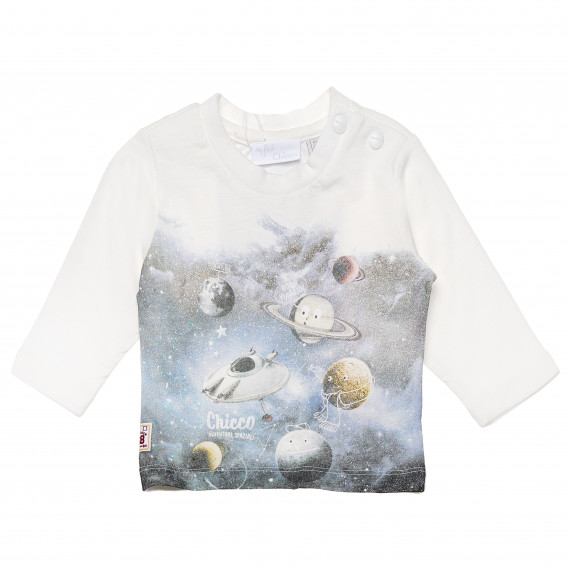 Bluză de bumbac cu mânecă lungă pentru băieți, cu imprimeu spațial Chicco 182789 