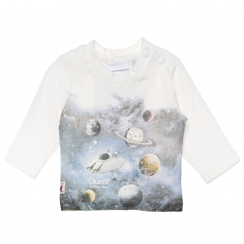 Bluză de bumbac cu mânecă lungă pentru băieți, cu imprimeu spațial  182789