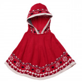 Poncho tricotat cu glugă pentru fetiță, roșu Chicco 182826 