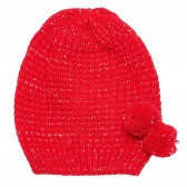 Fes tricotat cu doi ciucuri pentru fete, roșu Idexe 183860 