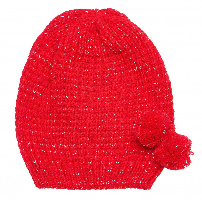 Fes tricotat cu doi ciucuri pentru fete, roșu  183860