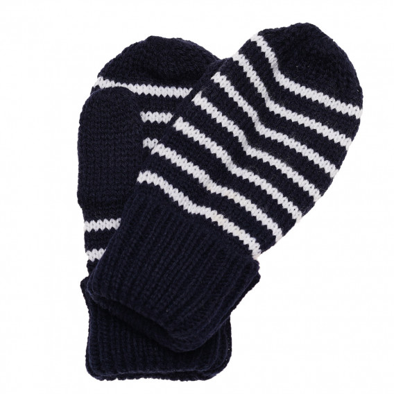 Mănuși tricotate în dungi albastre și albe pentru băieți Idexe 183941 