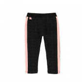 Pantaloni cu dungă roz pentru fete, negri Boboli 184045 