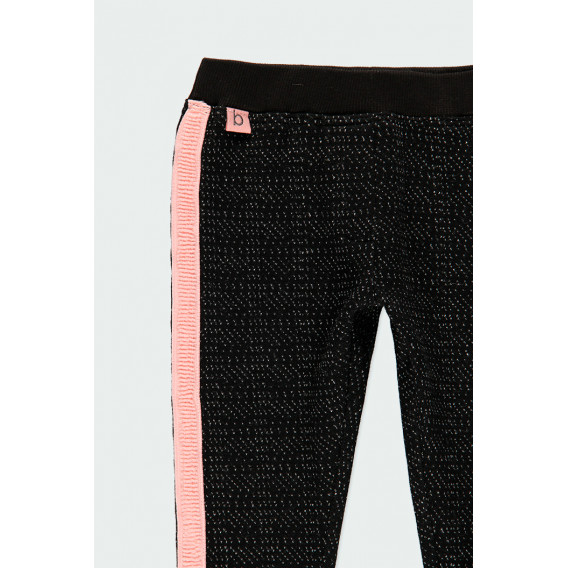 Pantaloni cu dungă roz pentru fete, negri Boboli 184047 3