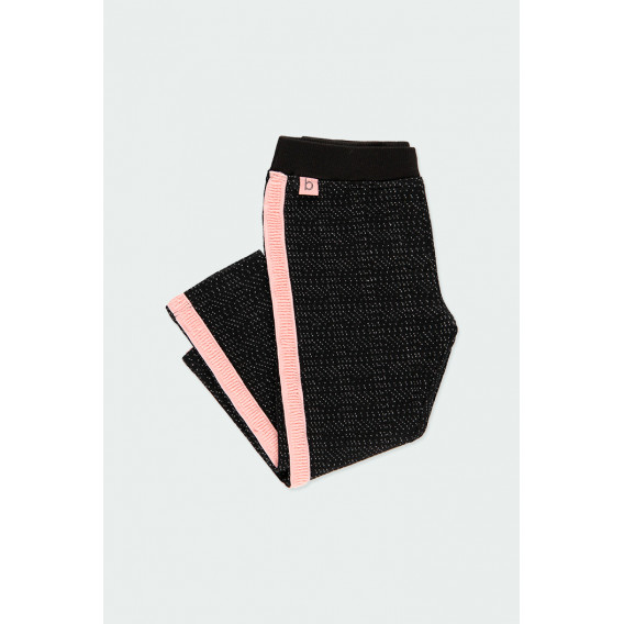 Pantaloni cu dungă roz pentru fete, negri Boboli 184048 4