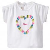 Bluză pentru bebeluși, albă, cu design inimă Chicco 185079 