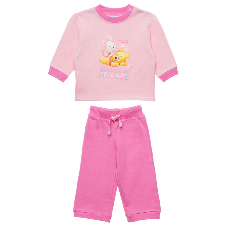 Set din două piese roz: bluză și pantaloni pentru fete  185473