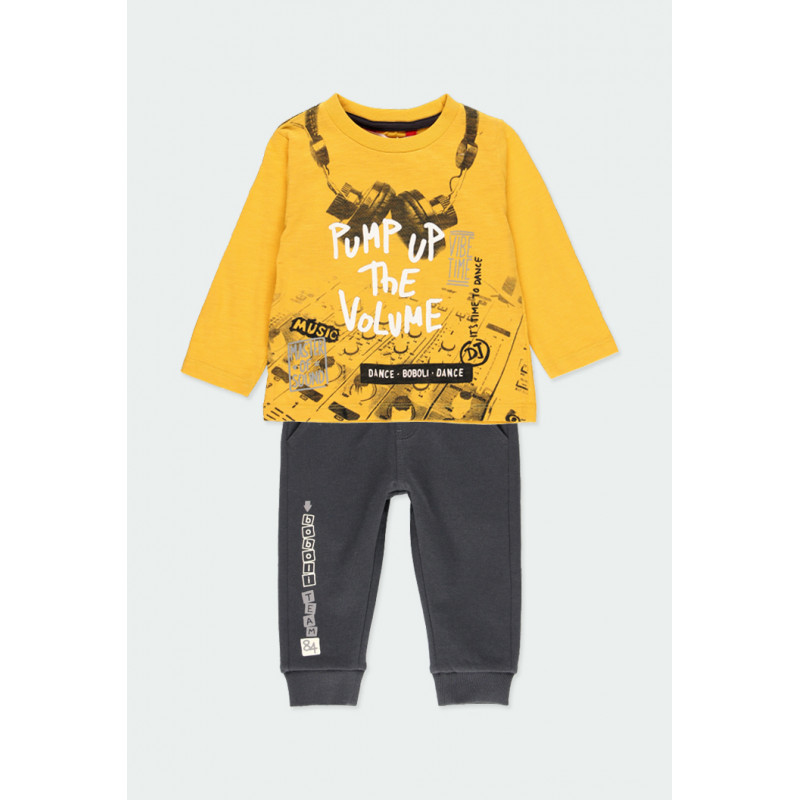 Set bluză și pantaloni din bumbac, în galben și gri, pentru băieți  185574