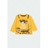 Set bluză și pantaloni din bumbac, în galben și gri, pentru băieți Boboli 185575 2