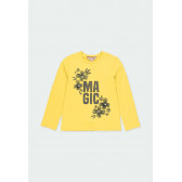 Bluză din bumbac cu mâneci lungi, pentru fete, cu inscripție și imprimeu floral, galben Boboli 185595 