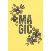 Bluză din bumbac cu mâneci lungi, pentru fete, cu inscripție și imprimeu floral, galben Boboli 185598 4