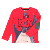 Bluză din bumbac cu mâneci lungi și imprimeu de chitară, pentru băieți, roșie Boboli 185676 2