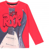 Bluză din bumbac cu mâneci lungi și imprimeu de chitară, pentru băieți, roșie Boboli 185678 4