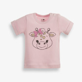 Tricou din bumbac cu tiv pe mâneci și imprimeu pentru fete, roz PIPPO&PEPPA 185951 