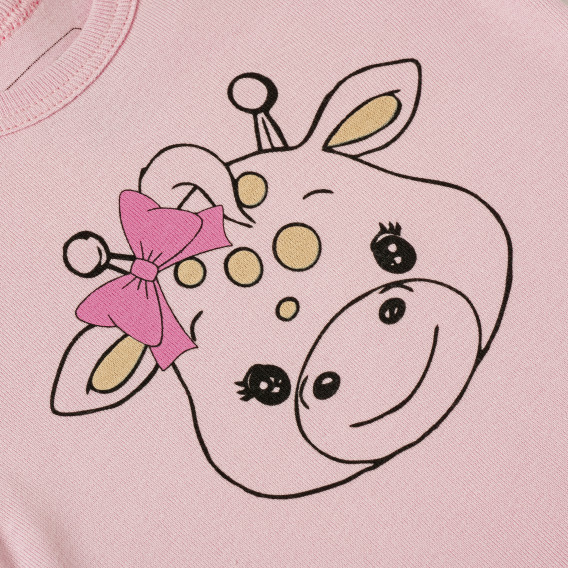 Tricou din bumbac cu tiv pe mâneci și imprimeu pentru fete, roz PIPPO&PEPPA 185953 3