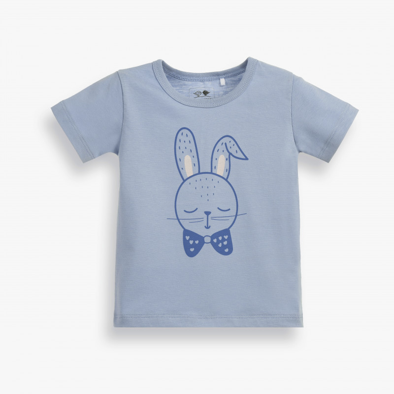 Tricou din bumbac pentru bebeluși cu imprimeu de iepuraș, albastru  185955