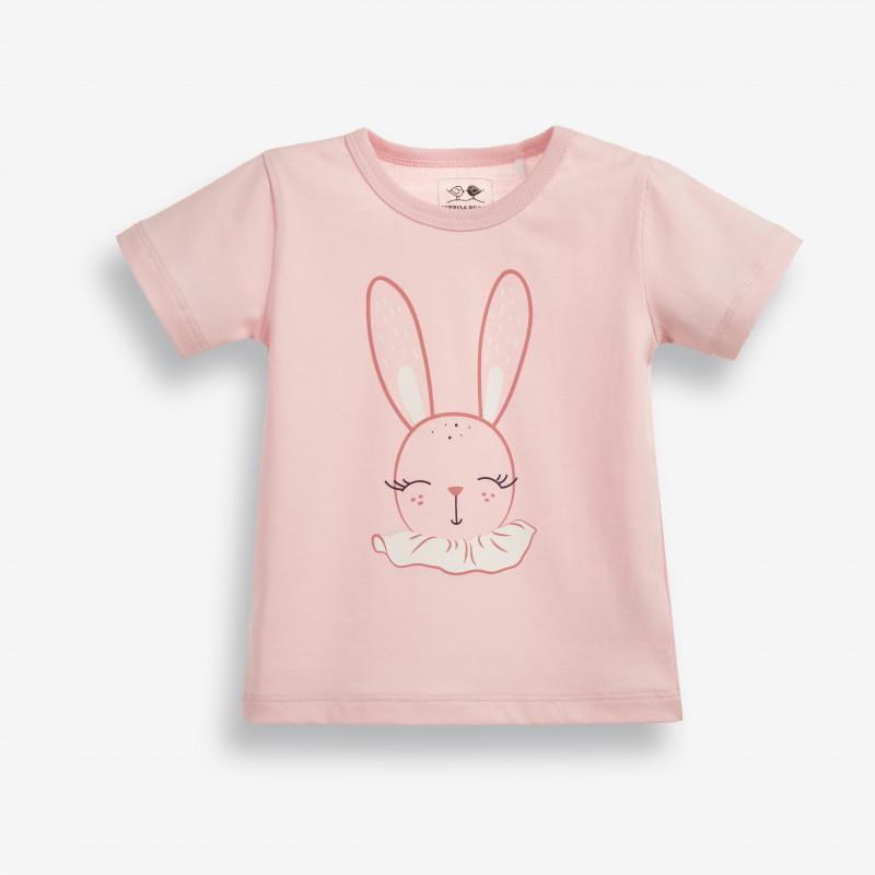 Tricou din bumbac pentru bebeluși cu imprimeu de iepuraș, roz  185963