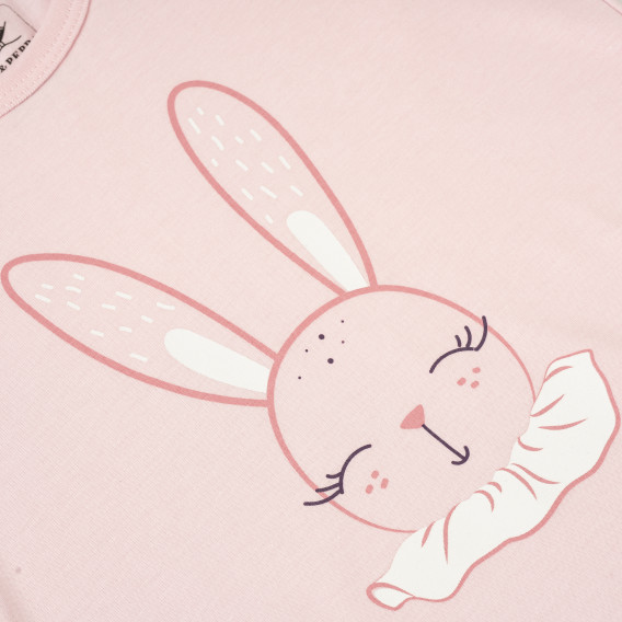 Tricou din bumbac pentru bebeluși cu imprimeu de iepuraș, roz PIPPO&PEPPA 185965 3