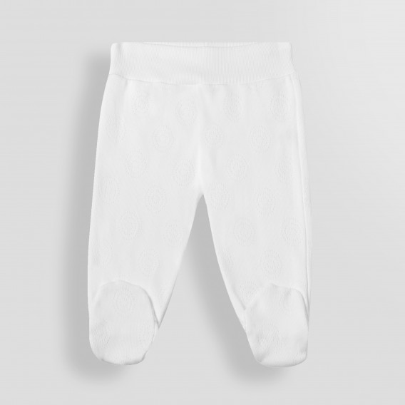 Pantaloni albi cu botoșei din bumbac pentru bebeluși PIPPO&PEPPA 185969 