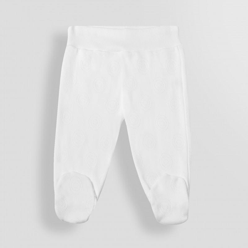 Pantaloni albi cu botoșei din bumbac pentru bebeluși  185969